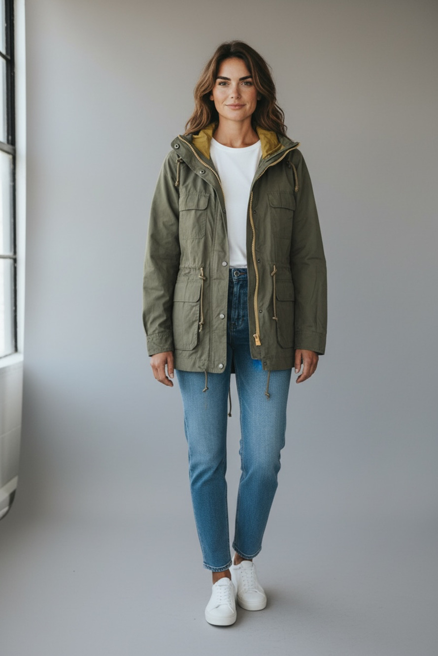 Eddie Bauer Women's Green Genuine Mountain Parka Utility Anorak Jacket Size XS